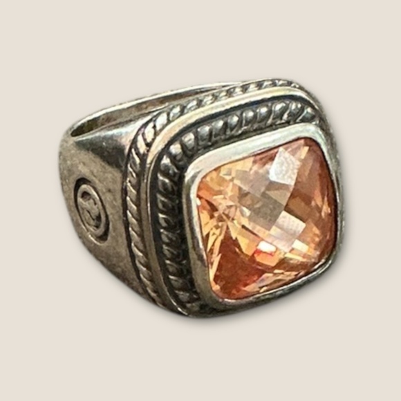 Sterling Silver Champagne Colored CZ Ring - Picture 2 of 8